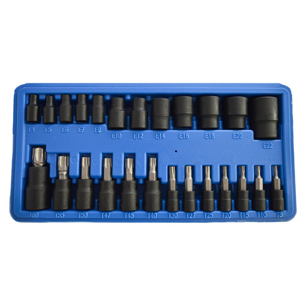 Lokma Seti Torx 1/2 1/4 3/8 25 Parça T8-T60 / E4 - E22