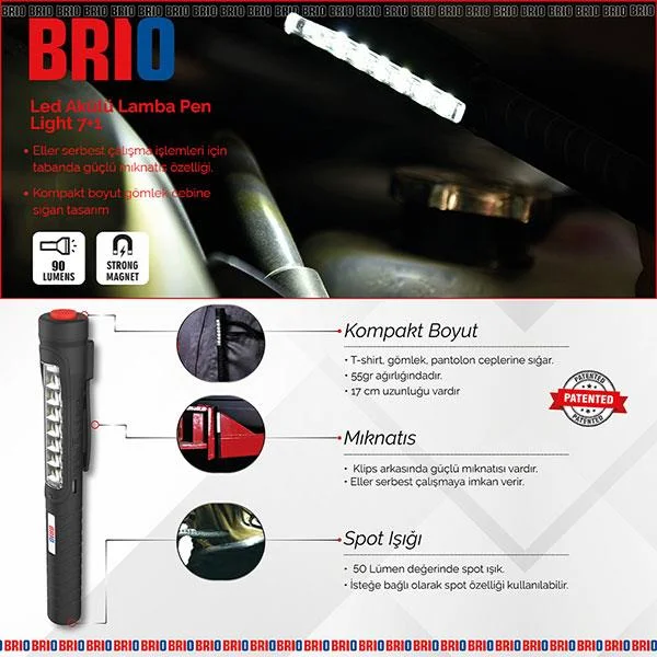 Led Battery Powered Lamp Premium Day Light 7+1