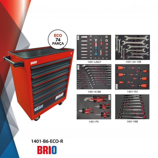 Tool Trolley 6 Drawers Red Eco Full