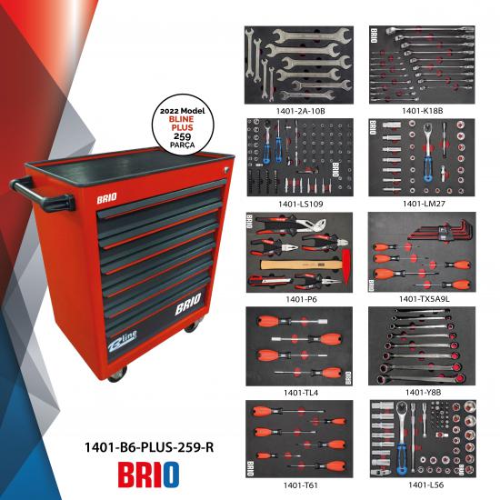 BRIO Movable Tool Cabinet 6 Drawers 2022 259 Pieces Red Full