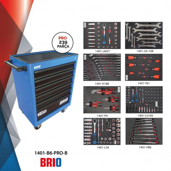 Tool Trolley 6 Drawers Blue Pro Full