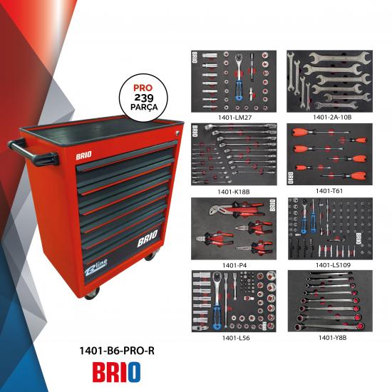 Tool Trolley 6 Drawers Red Pro Full