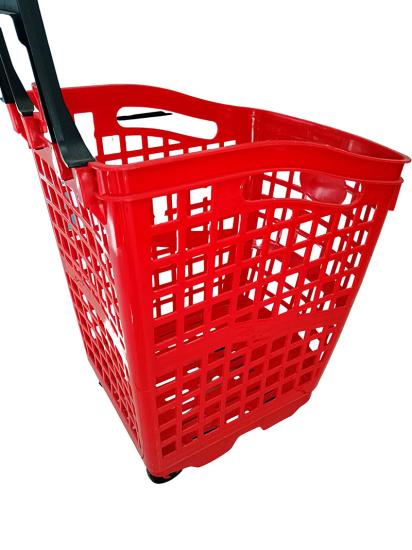 Alışveriş Plastik Market Sepeti 70 Lt Tekerlekli  Kırmızı